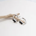 Black Enamel Look Heart and Rectangle Silver Huggie Earrings view 4