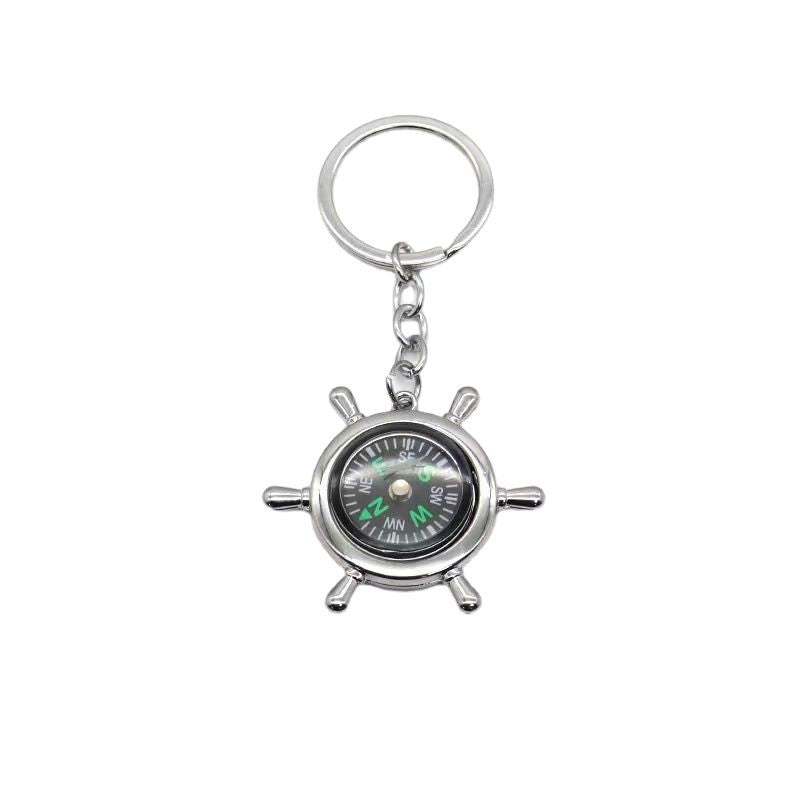 Mini Ship Wheel Compass Zinc Alloy Keychain Gift Pendant