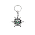 Silver-Tone Ship Wheel Compass Keychain With Split Ring view 5