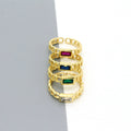 Gold Tone Rectangular Crystal Chain Link Adjustable Rings in Four Colors view 2