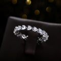 Silver Tone Heart Crystal Eternity Band Ring Sizes 6-10 view 4