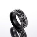 Spinner Chain Band Ring Black Steel Two-Tone Sizes 6-13 view 5