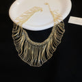 Layered Metal Chain Fringe Necklace in Gold and Silver Tones view 1