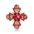 Red Gold Tone Cross Geometric Crystal Two Designs Metal Brooch Pin view 6