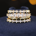 Four-Band Geometric Clear Stone Ring Set In Silver And Gold Tones view 6