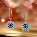 Silver Tone Rhinestone Blue Evil Eye Safety Pin Brooches in Seven Designs view 1