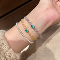 Lattice Mesh Green Halo Stone Bracelets Gold Silver view 3