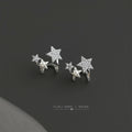 Silver Multi Star Crystal Ear Climber Earrings Pearl view 2