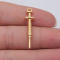 Syringe-Shaped Connector Charms in Four Metal Finishes view 5