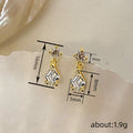 Geometric Crystal Drop Stud Earrings in Gold Tone Jewelry view 4