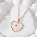 Gold Frame Heart Resin Evil Eye Pendant Necklaces 7 Colors view 6