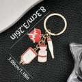 Red Heart Thermometer IV Bag and Medicine Bottle Keychain view 2