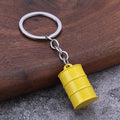 Metal Oil Drum Keychain in Red, Black, Military Green and Yellow view 4