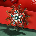 Red Green And White Crystal Snowflake Brooch Decorative Lapel Pin view 4