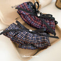 Plaid Fabric Bow Black Claw Hair Clips in Two Colors view 4