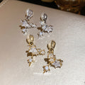 Crystal Star Dangle Clip Earrings in Two Tones with Crystal Accents view 4