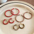 Red And Brown Enamel Hoop Earrings In Two Widths Jewelry view 4