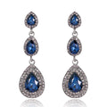 Silver Tone Triple Teardrop Crystal Crystal Four Designs Metal Dangle Earrings view 5