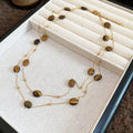 Brown Beaded Layered Necklace With Oval or Square Accents view 6