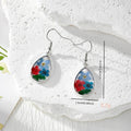 Teardrop Dried Flower Resin Drop Earrings Silver Hooks view 4