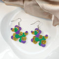 Colorful Fleur de Lis Glitter Look Novelty Hook Earrings view 2