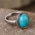Oval Turquoise Color Ring in Antique Silver-Tone Metal Jewelry view 3