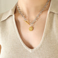 Silver Twisted Link Gold Toggle BZV Disc Charm Necklace view 6