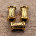 Two Finish Ribbed Spool Large Hole Bead Metal Jewelry Making Component view 4