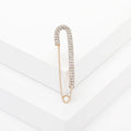 Rhinestone Safety Pin Brooch Large Gold Silver Two Tones view 3