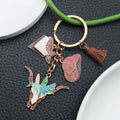 Brown Western Hat Floral Longhorn Metal Keychain Set view 4