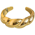 Gold Open Cuff Bracelet Irregular Sculptural Wave Alloy view 5
