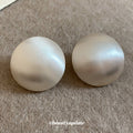 Oversized Brushed Round Metal Stud Earrings in Silver Tone view 4
