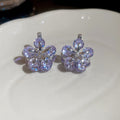 Crystal Flower Double Sided Earrings in White Purple and Pink view 7