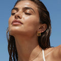 Triple Arc Hoop Stud Earrings in Polished Gold Tone view 4