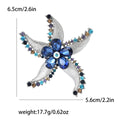 Crystal Starfish Flower Brooch Textured Silver Leaves Purple Blue view 4