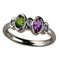 Silver Multicolor Oval CZ Bezel Band Ring Sizes 6-10 view 5