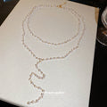 Layered Beaded Necklace with Long Curved Drop in Four Colorways view 4