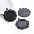 Ornate Round Cabochon Pendant Bases in Bronze and Silver view 4