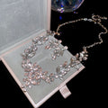 Rhinestone Leaf Flower Necklace Earring Set Three Colors view 6