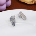 Gray Blue Faceted Look Angular Cluster Small Stud Earrings view 4
