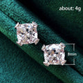Square Clear Solitaire Four-Prong Stud Earrings In Silver Tone view 5