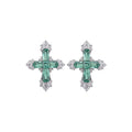Silver Green Crystal Cross Necklace Bracelet Earring Pieces view 5