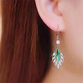 Marquise Green Crystal Leaf Drop Earrings in Two Finishes view 3