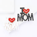 I Love Mom Letter Brooch with Glossy Raised Red Heart Accent view 2