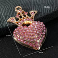 Rhinestone Crown Heart Charm Pendant Gold Tone Three Colors view 4