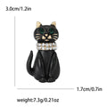 Black Enamel Cat Brooch Green Crystal Eyes and Collar view 4