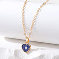 Gold Tone Heart Evil Eye Pendant Necklaces in Four Colors view 3