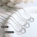 Steel Open Heart Slide Pendant Snake Chain Necklace view 2