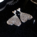 Openwork Heart Drop Stud Earrings With Crystal Tops view 6