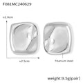 Wrinkled Square Stud Earrings Polished Gold Steel Metal Finish view 7